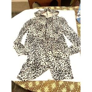 Runway Girls' 2-Piece Zip Hoodie Joggers Loungewear Set Blue Leopard XL 16-18